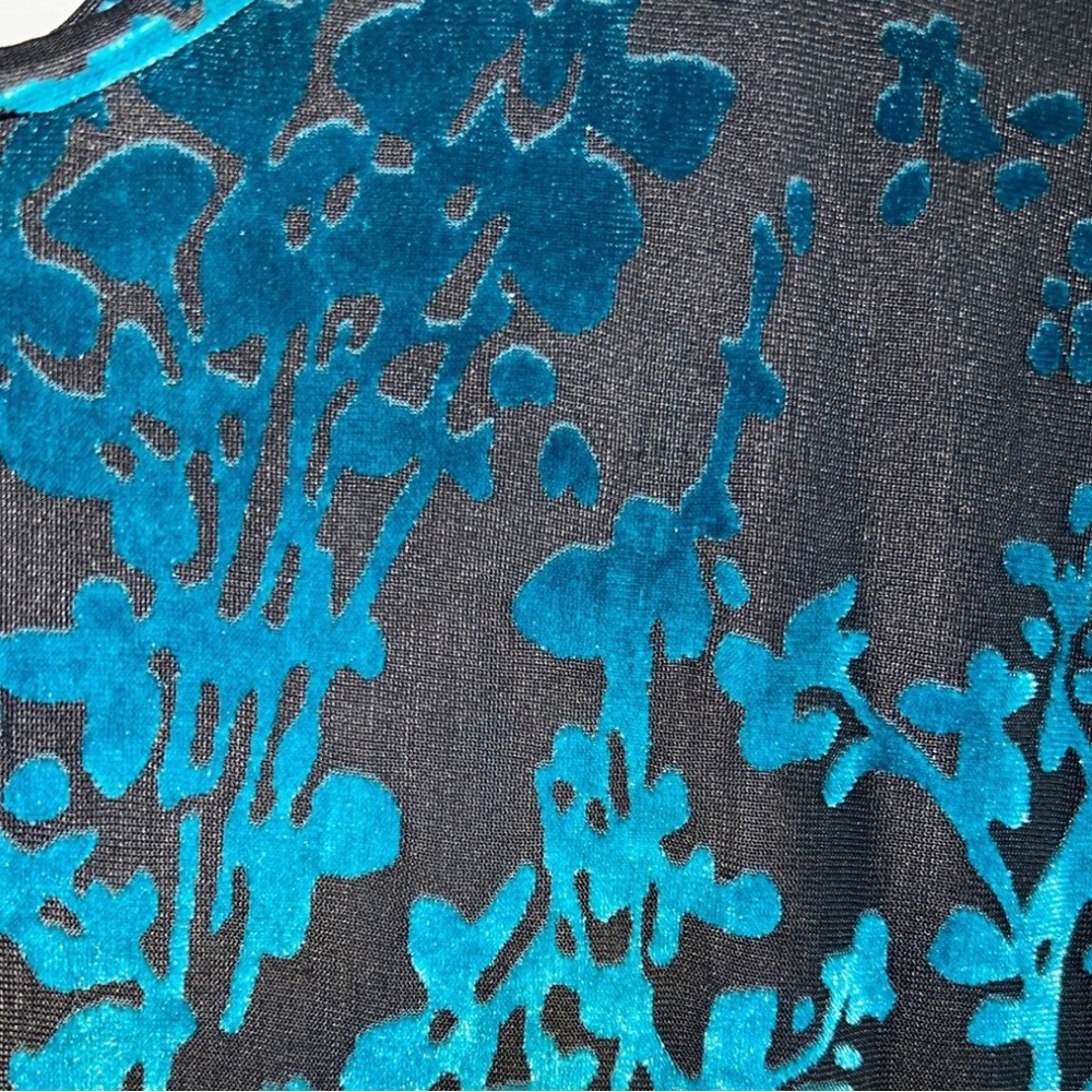 GUC Black Milk Burned Velvet Teal Floral Kimono Dress Large - Picture 10 of 16